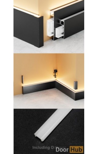 5cm Curved Clip-On Skirting Board | FLL-A-36-A5 Surface Aluminum Baseboard | DoorHub UAE
